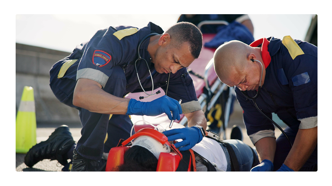 EMS team working together