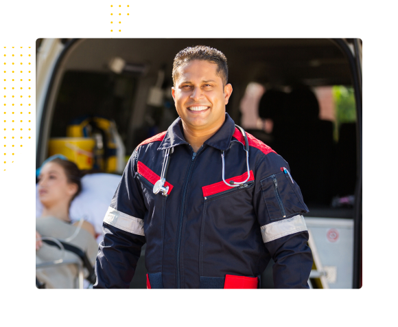 Man EMS person smiling