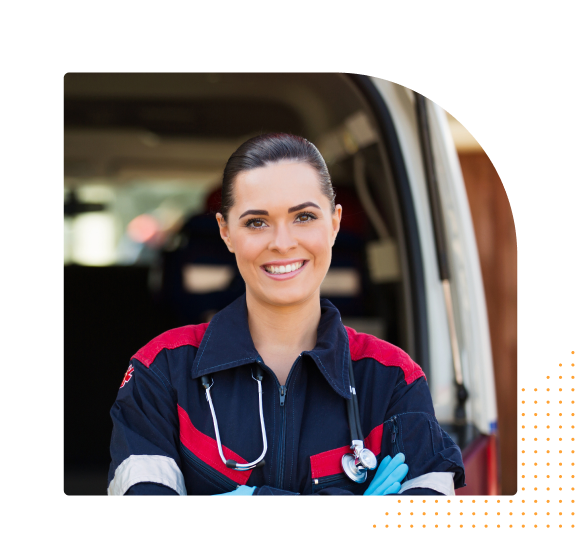 Women EMS person smiling